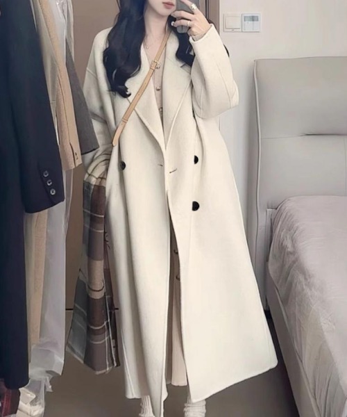 セール】ダブル チェスターロングコート（チェスターコート）｜cammie