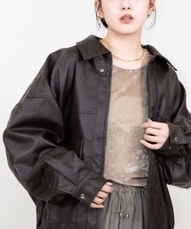 【RU.TI.LE】オーバーサイズエコレザーブルゾン