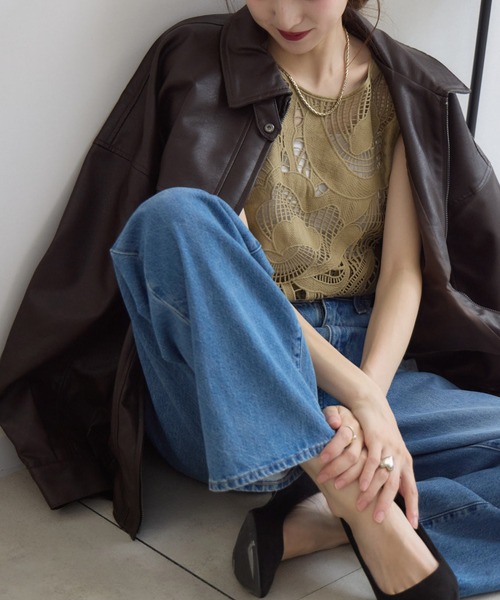 RU.TI.LE(ルチル)の「【RU.TI.LE】オーバーサイズエコレザーブルゾン(ブルゾン・レディース・ブラウン/ブラック・MEDIUM)」の8枚目の写真