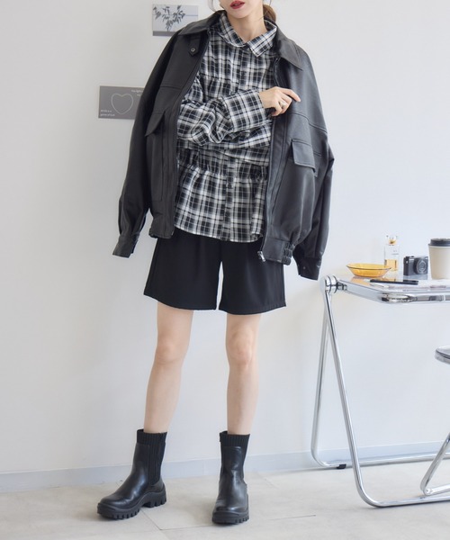RU.TI.LE(ルチル)の「【RU.TI.LE】オーバーサイズエコレザーブルゾン(ブルゾン・レディース・ブラウン/ブラック・MEDIUM)」の6枚目の写真