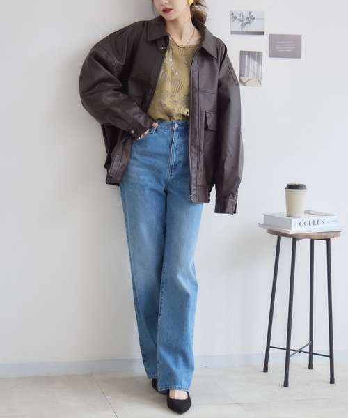 RU.TI.LE(ルチル)の「【RU.TI.LE】オーバーサイズエコレザーブルゾン(ブルゾン・レディース・ブラウン/ブラック・MEDIUM)」の13枚目の写真