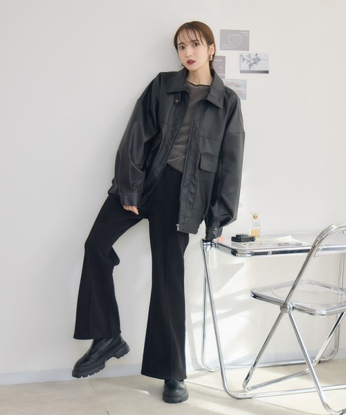 RU.TI.LE(ルチル)の「【RU.TI.LE】オーバーサイズエコレザーブルゾン(ブルゾン・レディース・ブラウン/ブラック・MEDIUM)」の21枚目の写真