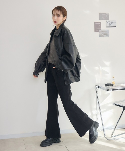 RU.TI.LE(ルチル)の「【RU.TI.LE】オーバーサイズエコレザーブルゾン(ブルゾン・レディース・ブラウン/ブラック・MEDIUM)」の22枚目の写真