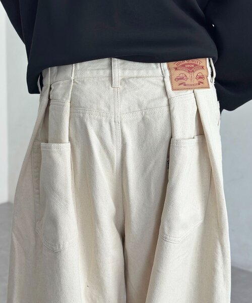CPCM（シーピーシーエム）の「【セットアップ可】ウエストホックバックタックデニム（デニムパンツ・レディース・ネイビー/インディゴブルー/アイボリー・SMALL/MEDIUM/LARGE）」の16枚目の写真
