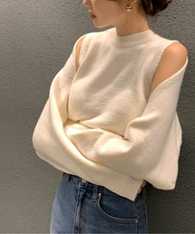 ショルダーオープン2WAYニットトップス