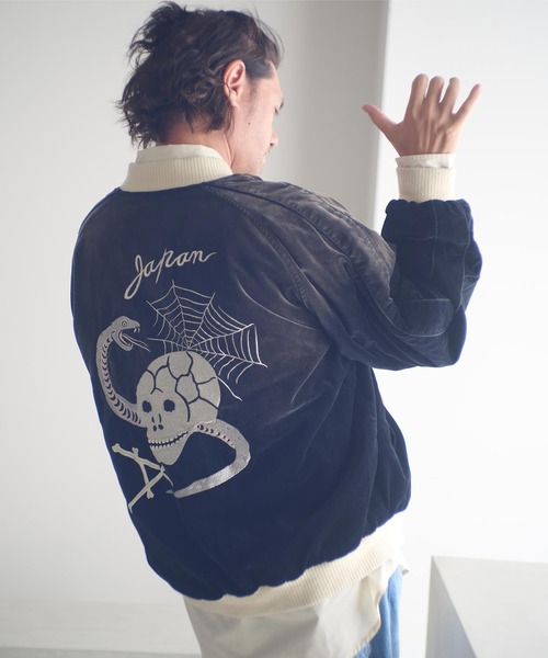 ADAM PATEK（アダムパテック）の「mj11052-aged velour souvenir jacket リバーシブルブルゾン(AP2523010)（ブルゾン・メンズ・ブラック×ホワイト/ブラック×ブラック・1/2）」の3枚目の写真