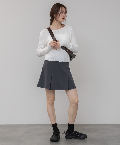セール】プリーツミニスカート/ブラック グレー プリーツ