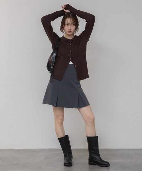 HEILIS(ヘイリス)の「プリーツミニスカート/ブラック グレー プリーツ スカート ファスナー開閉 春服 秋服 冬服 ミニスカ 台形 韓国 ノームコア ガーリー シティガール 膝上(スカート・レディース・グレー/ブラック・FREE)」の17枚目の写真
