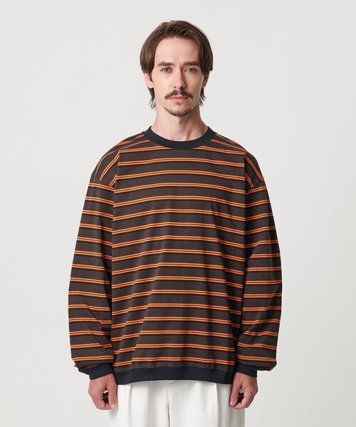 BEAUTY&YOUTH UNITED ARROWS(ビューティーアンドユースユナイテッドアローズ)の「トリプル ボーダー スウェット Tシャツ(Tシャツ/カットソー・メンズ・オフホワイト/ダークグレー/ダークグリーン・XL/L/M/S)」の8枚目の写真