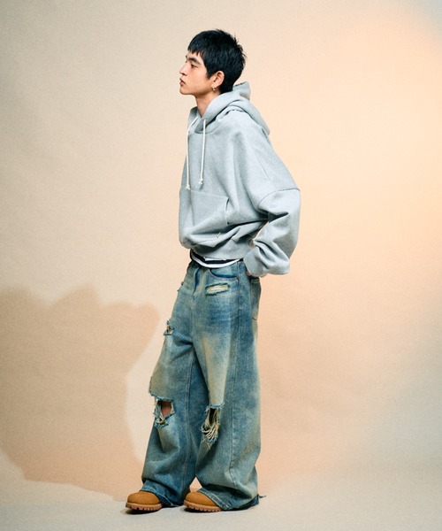 Elanque（エランク）の「volume hoodie / 裏起毛ボリュームフーディー（パーカー・メンズ・ブラック/グレー・SMALL/LARGE/MEDIUM）」の12枚目の写真