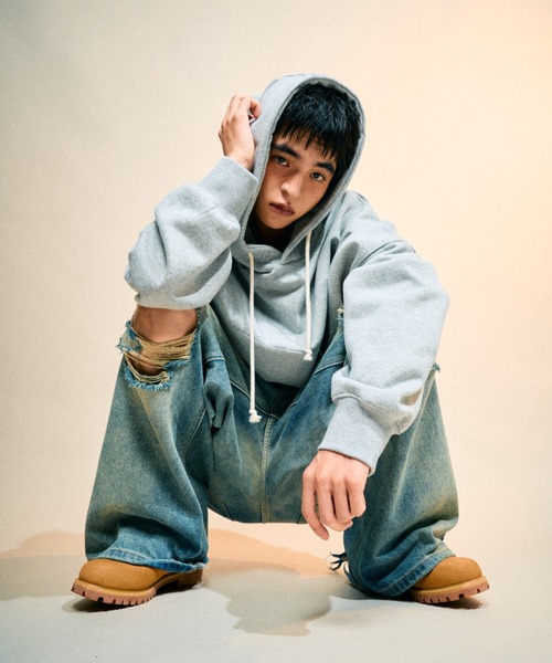 Elanque（エランク）の「volume hoodie / 裏起毛ボリュームフーディー（パーカー・メンズ・ブラック/グレー・SMALL/LARGE/MEDIUM）」の14枚目の写真
