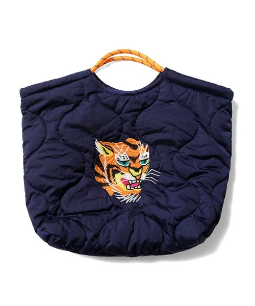 HOUSTON(ヒューストン)の「HOUSTON woman ヒューストン ウーマン BOA NYLON REVERSIBLE MARKET BAG ボア ナイロン リバーシブル 刺繍 マーケットバッグ(トートバッグ・レディース・ネイビー/オリーブ/グリーン/オレンジ/マルーン/グレー・FREE)」の5枚目の写真