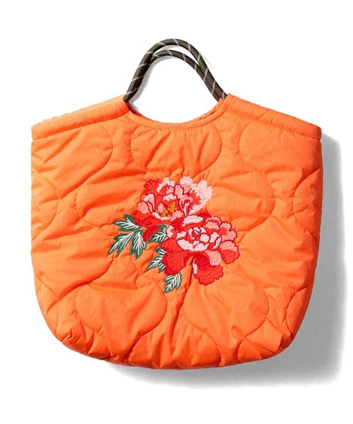 HOUSTON(ヒューストン)の「HOUSTON woman ヒューストン ウーマン BOA NYLON REVERSIBLE MARKET BAG ボア ナイロン リバーシブル 刺繍 マーケットバッグ(トートバッグ・レディース・ネイビー/オリーブ/グリーン/オレンジ/マルーン/グレー・FREE)」の1枚目の写真