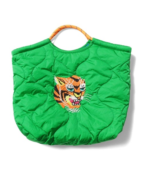 HOUSTON(ヒューストン)の「HOUSTON woman ヒューストン ウーマン BOA NYLON REVERSIBLE MARKET BAG ボア ナイロン リバーシブル 刺繍 マーケットバッグ(トートバッグ・レディース・ネイビー/オリーブ/グリーン/オレンジ/マルーン/グレー・FREE)」の4枚目の写真