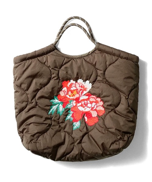 HOUSTON(ヒューストン)の「HOUSTON woman ヒューストン ウーマン BOA NYLON REVERSIBLE MARKET BAG ボア ナイロン リバーシブル 刺繍 マーケットバッグ(トートバッグ・レディース・ネイビー/オリーブ/グリーン/オレンジ/マルーン/グレー・FREE)」の15枚目の写真