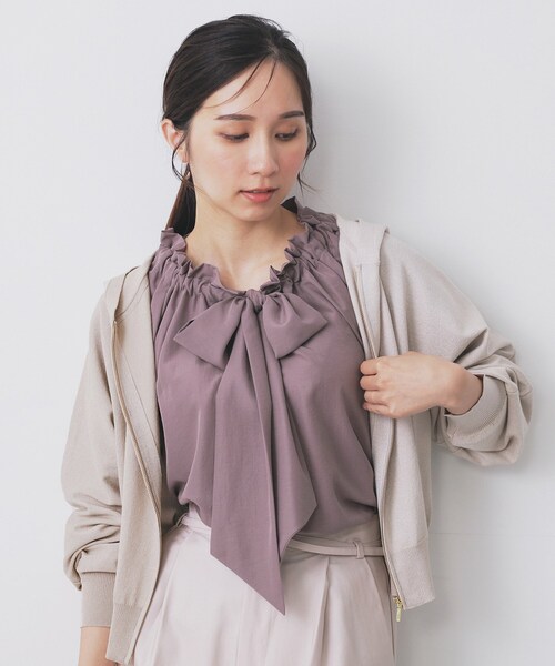 index（インデックス）の「ドルマンジップラメパーカ【洗濯機OK】（パーカー・レディース・ベージュ系その他7/グレー系4/ブラック系5・00）」の3枚目の写真