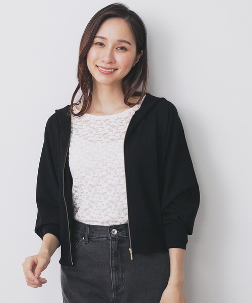 index（インデックス）の「ドルマンジップラメパーカ【洗濯機OK】（パーカー・レディース・ベージュ系その他7/グレー系4/ブラック系5・00）」の4枚目の写真