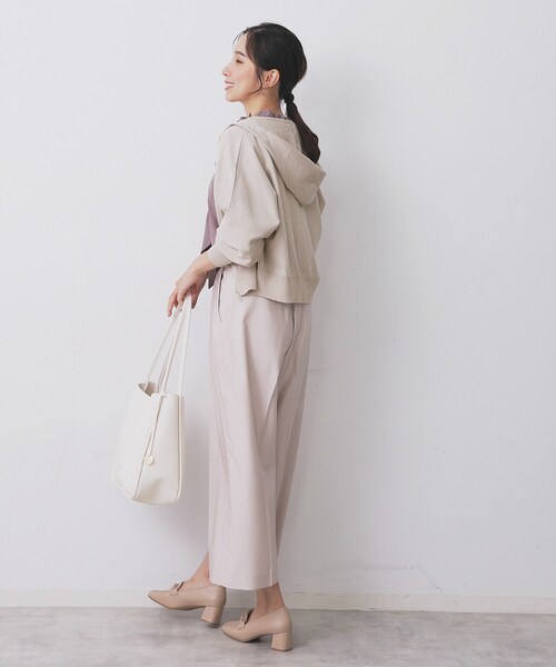 ベージュ　サイズ-40 セール】ドルマンジップラメパーカ【洗濯機OK】（パーカー）｜index