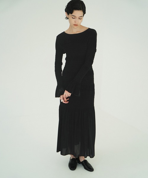 SHIRRING LONG ONEPIECE（ワンピース）｜CLANE（クラネ）の