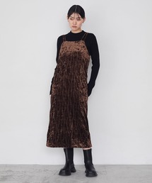 【forksy.】裾スリットベロアキャミロングワンピース
