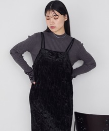 【forksy.】裾スリットベロアキャミロングワンピース