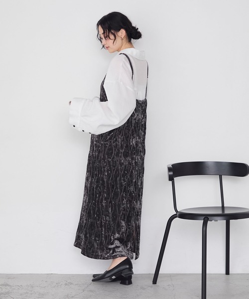 forksy.】裾スリットベロアキャミロングワンピース forksy.│MONO-MART