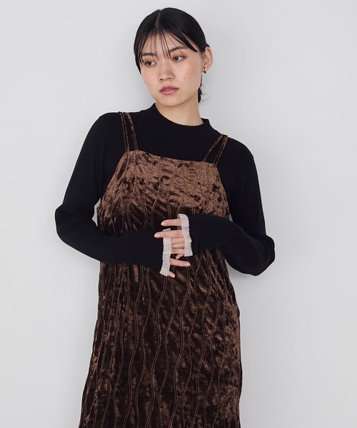 forksy.】裾スリットベロアキャミロングワンピース forksy.│MONO-MART