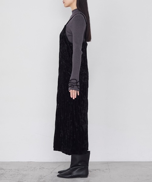 セール】【forksy.】裾スリットベロアキャミロングワンピース