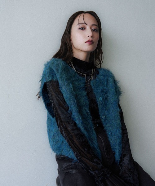 HARE（ハレ）の「シャギーマルチWAYニットカーディガン(HARE)（カーディガン/ボレロ・レディース・グレー/ブルー・FREE）」の10枚目の写真