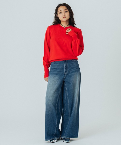 ROSE BUD(ローズバッド)の「BASIC KNIT TOP(ニット/セーター・レディース・レッド/オフホワイト/ブラック・ONE SIZE)」の10枚目の写真