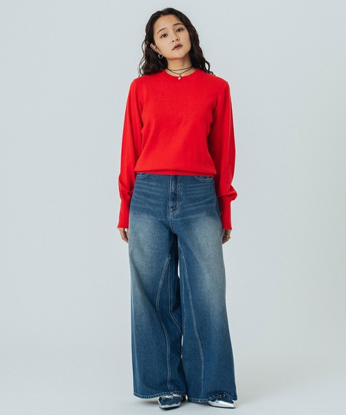 ROSE BUD(ローズバッド)の「BASIC KNIT TOP(ニット/セーター・レディース・レッド/オフホワイト/ブラック・ONE SIZE)」の11枚目の写真