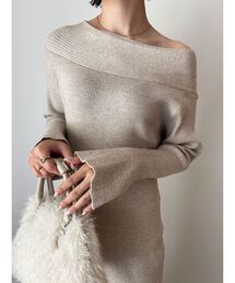 LAGUNAMOON | オフショルリブニットワンピース(ワンピース)