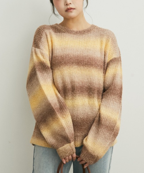 Auntie Rosa（アンティローザ）の「【karin’s direction item】グラデーションオーバールーズニット（ニット/セーター・レディース・ブラウン/オレンジ・FREE）」の2枚目の写真