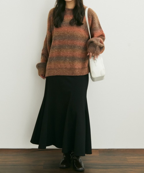 Auntie Rosa（アンティローザ）の「【karin’s direction item】グラデーションオーバールーズニット（ニット/セーター・レディース・ブラウン/オレンジ・FREE）」の6枚目の写真