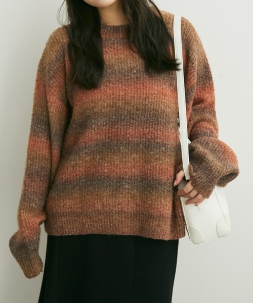 Auntie Rosa（アンティローザ）の「【karin’s direction item】グラデーションオーバールーズニット（ニット/セーター・レディース・ブラウン/オレンジ・FREE）」の14枚目の写真