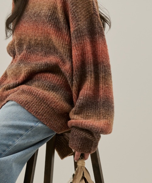 Auntie Rosa（アンティローザ）の「【karin’s direction item】グラデーションオーバールーズニット（ニット/セーター・レディース・ブラウン/オレンジ・FREE）」の12枚目の写真