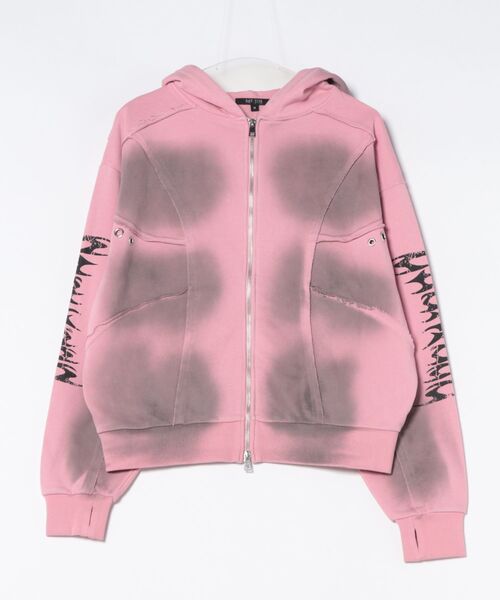 セール】Y2Kグランジ スプレー加工 ダブルジップ ショート丈 ジップ