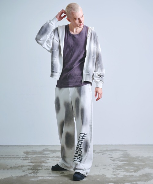 セール】Y2Kグランジ スプレー加工 ダブルジップ ショート丈 ジップ