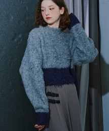 バイカラーモヘアクロップドニット