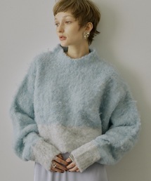 バイカラーモヘアクロップドニット