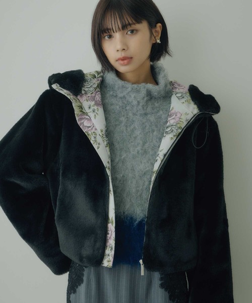 VIOLETTA(ヴィオレッタ)の「バイカラーモヘアクロップドニット(ニット/セーター・レディース・ライトブルー/ラベンダー/グレー・FREE)」の15枚目の写真