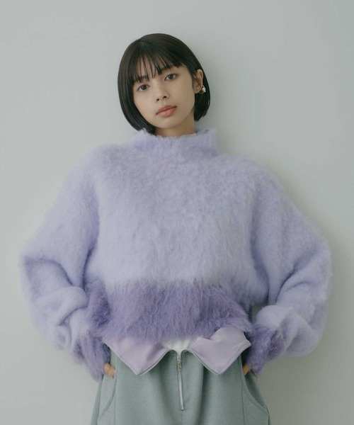 セール】バイカラーモヘアクロップドニット（ニット/セーター