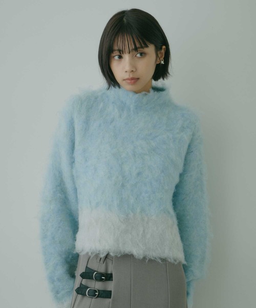 VIOLETTA(ヴィオレッタ)の「バイカラーモヘアクロップドニット(ニット/セーター・レディース・ライトブルー/ラベンダー/グレー・FREE)」の17枚目の写真