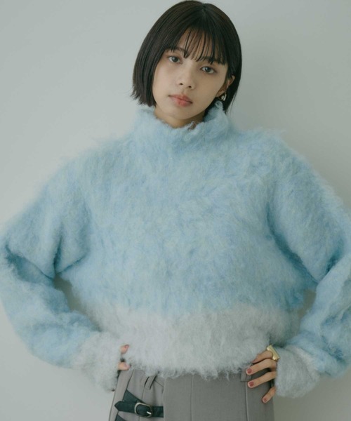 VIOLETTA(ヴィオレッタ)の「バイカラーモヘアクロップドニット(ニット/セーター・レディース・ライトブルー/ラベンダー/グレー・FREE)」の19枚目の写真
