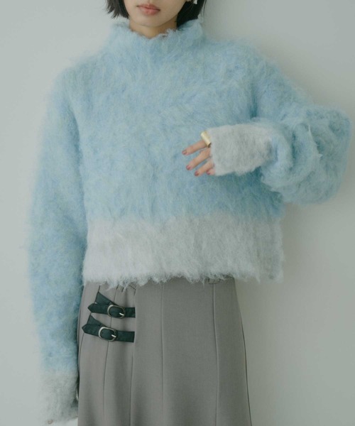 VIOLETTA(ヴィオレッタ)の「バイカラーモヘアクロップドニット(ニット/セーター・レディース・ライトブルー/ラベンダー/グレー・FREE)」の21枚目の写真