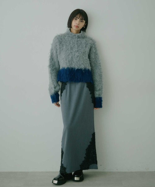 VIOLETTA(ヴィオレッタ)の「バイカラーモヘアクロップドニット(ニット/セーター・レディース・ライトブルー/ラベンダー/グレー・FREE)」の11枚目の写真