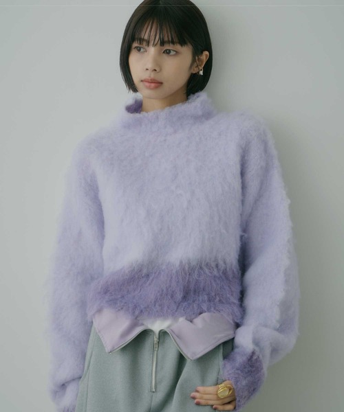 セール】バイカラーモヘアクロップドニット（ニット/セーター