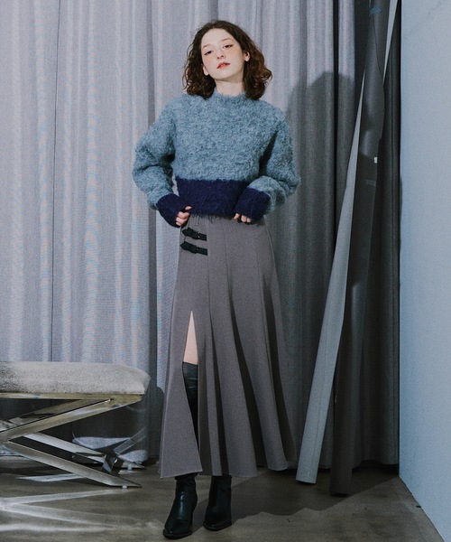 セール】バイカラーモヘアクロップドニット（ニット/セーター