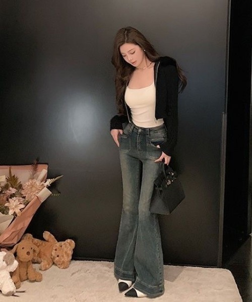 【最終値下げ!】 d.i.a. ダイヤ　ファー付きニットベアトップ 大きいサイズ レディース 袖ファー付きラウンドネックニット