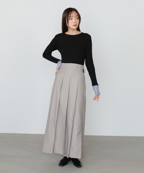 Bab（バブ）の「【選べるサイズ展開】ピンストライプサイドプリーツスカート（スカート・レディース・ライトグレー/チャコールグレー・S/L/M）」の5枚目の写真